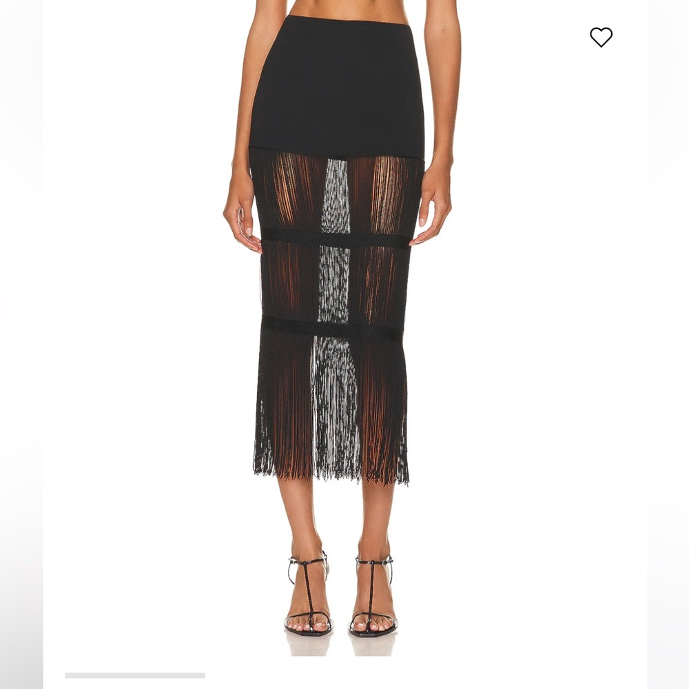 Khaite Black Viv Fringed Midi Skirt